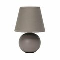 Creekwood Home Traditional Petite Ceramic Orb Base Table Desk Lamp with Matching Tapered Drum Fabric Shade, Gray CWT-2004-GY